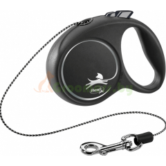 Поводок-рулетка для собак Flexi Black Design XS 3 м 8 кг трос, черный