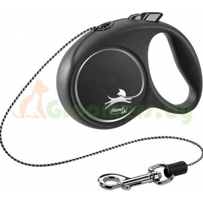 Поводок-рулетка для собак Flexi Black Design XS 3 м 8 кг трос, черный