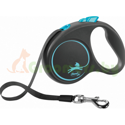 Поводок-рулетка Flexi Black Design  L 5 м 50 кг лента синий