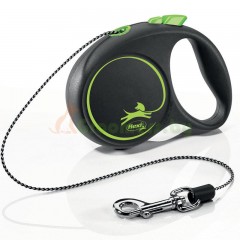 Поводок-рулетка для собак Flexi Black Design XS 3 м 8 кг трос, зеленый