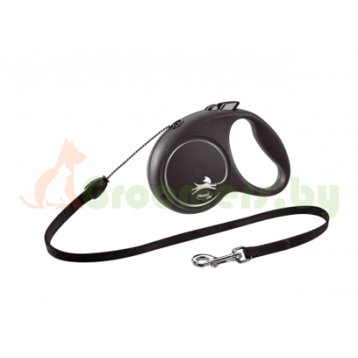 Поводок-рулетка Flexi Black Design S 5 м 12 кг трос серебро
