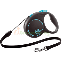 Поводок-рулетка для собак Flexi Black Design S 5 м 12 кг трос, синий