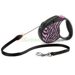 Поводок-рулетка для собак Flexi Safari Zebra S, розовая