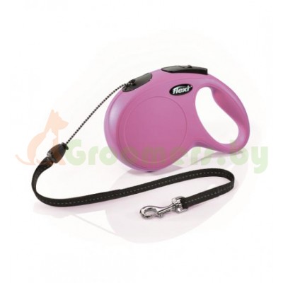 Поводок-рулетка Flexi New Classic S 5 м 12 кг трос розовый