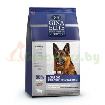 GINA Elite Grain Free Dog Duck,Sweet Potato,Orange беззерновой корм для собак с Уткой, Сладким картофелем и Апельсином (NEW)