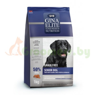 GINA Elite Grain Free Senior Dog Trout,Salmon,Sweet Potato,Asparagus корм для пожилых собак с Форелью, Лососем и Аспарагусом