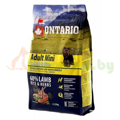 ONTARIO корм для собак малых пород с ягненком и рисом (Adult Mini Lamb & Rice & Rice)