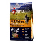 ONTARIO корм для собак с ягненком и рисом (Adult Medium Lamb & Rice) 