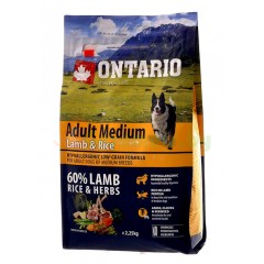ONTARIO корм для собак с ягненком и рисом (Adult Medium Lamb & Rice) 
