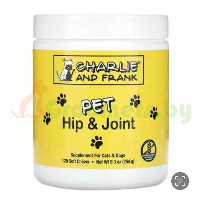 Charlie and Frank, PET Hip &amp; Joint, для кошек и собак, 120 мягких жевательных таблеток