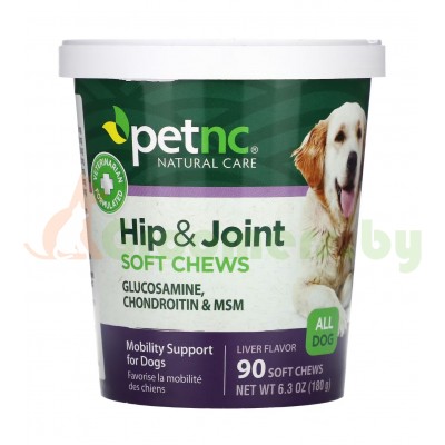 petnc NATURAL CARE, добавка для здоровья суставов у собак, со вкусом печени, 90 жевательных таблеток, 180 г