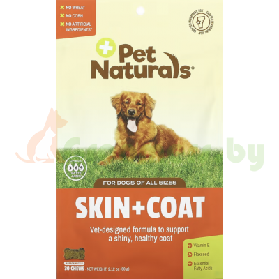 Pet Naturals, Кожа + мех, для собак, 30 жевательных таблеток, 2,12 унции (60 г)