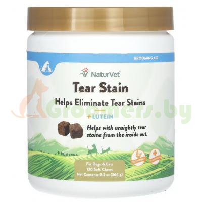 NaturVet, Tear Stain + лютеин, для собак и кошек, 120 мягких жевательных таблеток, 264 г
