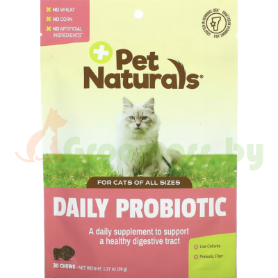 Pet Naturals, ежедневный пробиотик, для кошек, 30 жевательных таблеток, 36 г