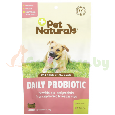 Pet Naturals, ежедневный пробиотик, для собак всех размеров, 60 жевательных таблеток, 72 г