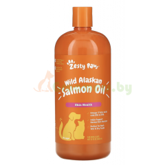 Zesty Paws, Масло дикого аляскинского лосося для собак и кошек, здоровье кожи, д..