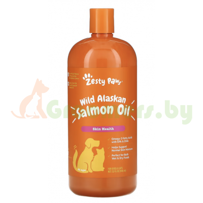 Zesty Paws, Масло дикого аляскинского лосося для собак и кошек, здоровье кожи, для всех возрастов, 946 мл