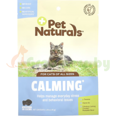 Pet Naturals, успокаивающие таблетки для кошек, 30 жевательных таблеток, 45 г