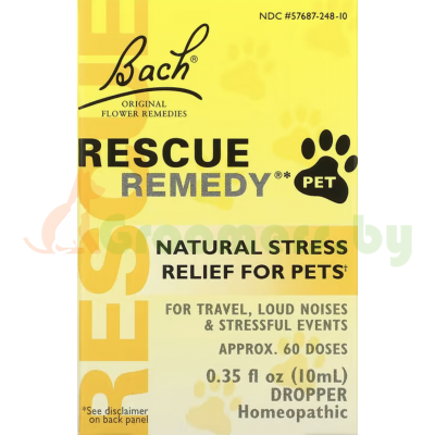 Bach, Original Flower Remedies, Rescue Remedy Pet, натуральное средство для снятия стресса, пипетка, 10 мл