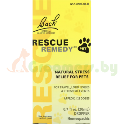 Bach, Rescue Remedy, оригинальные цветочные средства для домашних питомцев, натуральное средство для снятия стресса, 20 мл