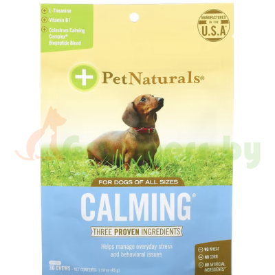 Pet Naturals, Успокаивающее средство для собак, 30 жевательных таблеток, 1,59 унции (45 г)